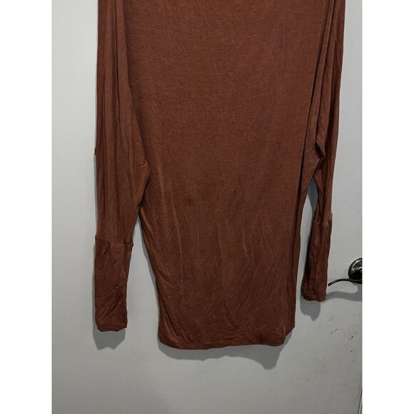 Elan Rust Long Sleeve Boat Neck Tunic Lightweight Stretchy Fabric Women's Top Si - Picture 4 of 9